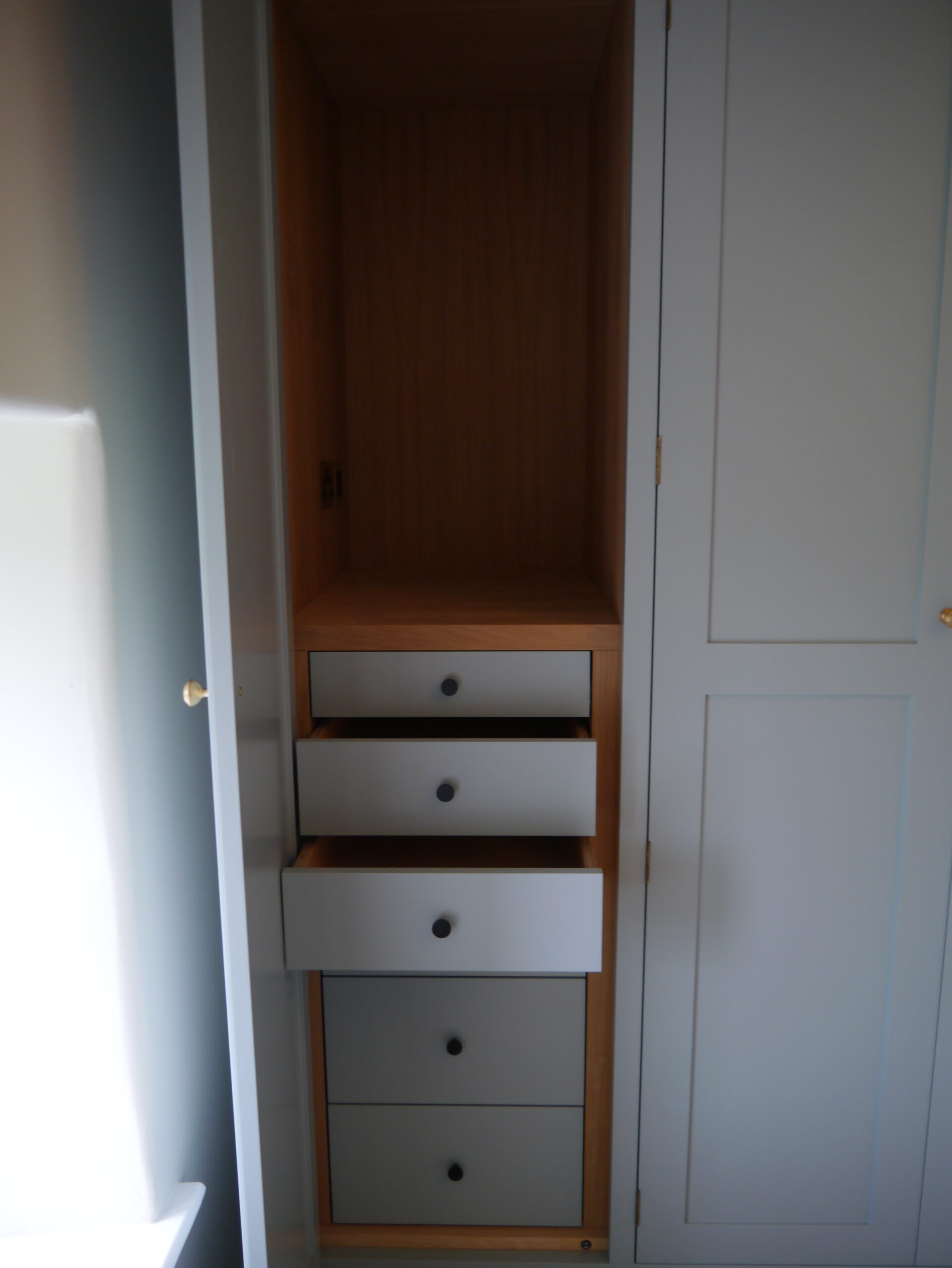 Bespoke timber wardrobe storage draws by Kings Stag Joinery